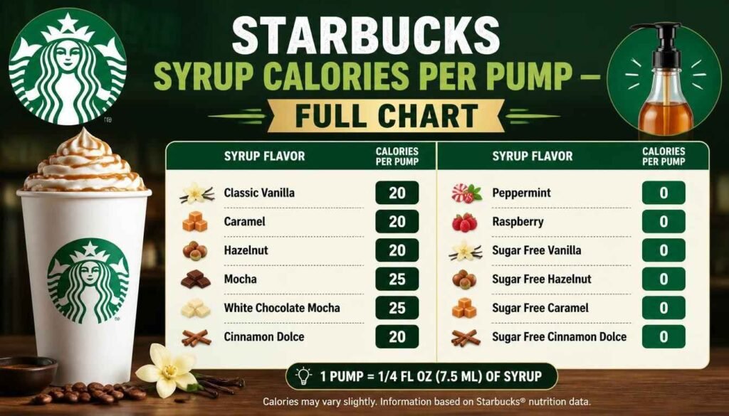 Starbucks Syrup Calories Per Pump — Full Chart